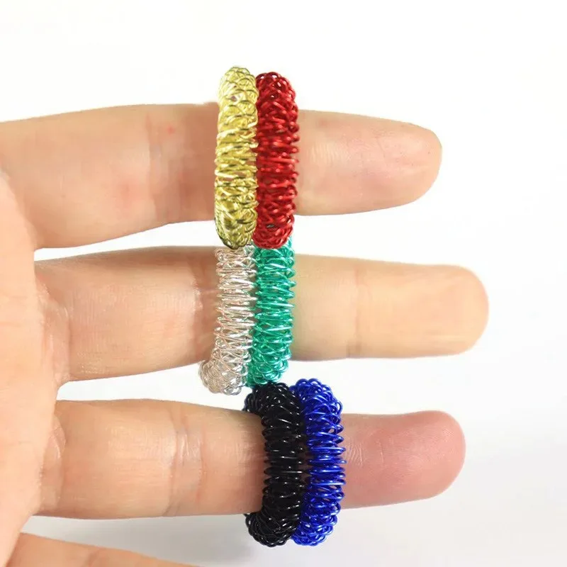 5pcs/set Finger Massage Ring Acupuncture Ring Health Care Massager Relax Hand Massage Tool Colourful Mini Spring Dropshipping