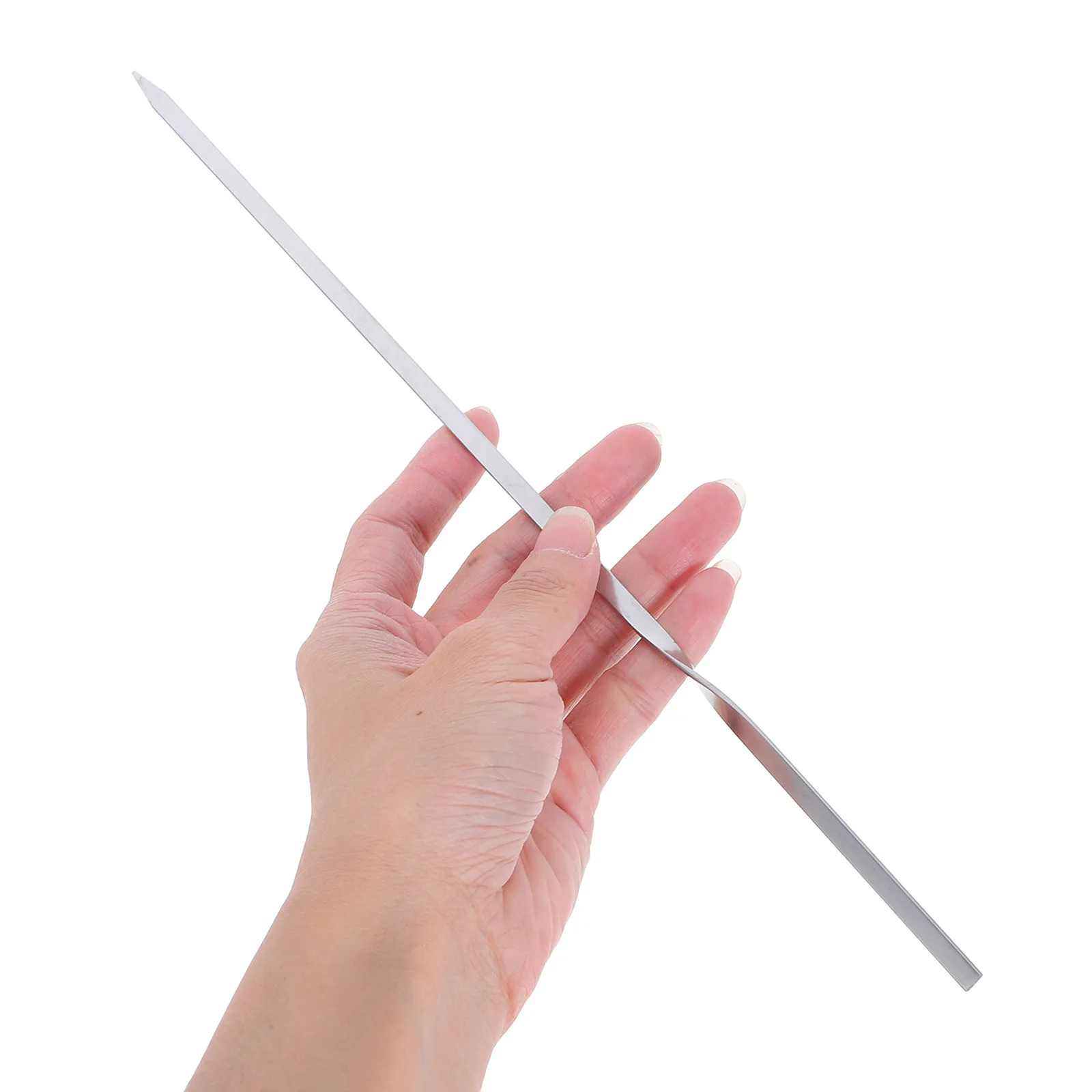 

1Set Bbq Skewers Stainless Steel Barbecue Sticks 30 Pieces Flat Reusable Skewer Set Heat Resistant Non-Slip Grilling Skewer