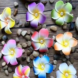 Pearl Flower Hair Clip Hawaiian Plumeria Flowers Beach Claw Clips Barrettes Accessories Artificial Gradient Headpiece For Women