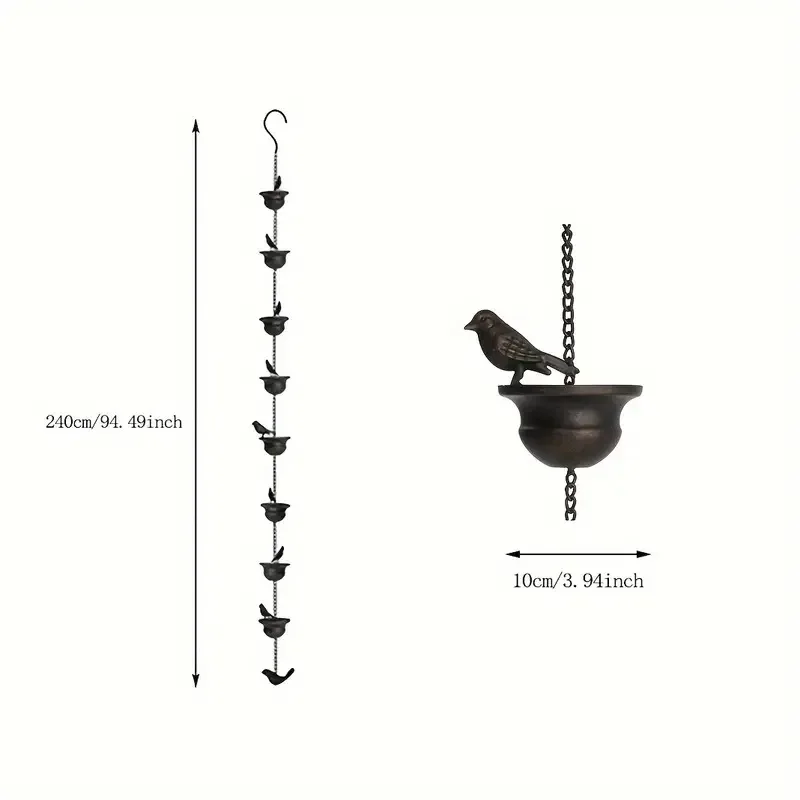 2.4m Decorative Rain Chain Eaves Drainage Chain Villa Courtyard Rain Chains Water Supply Chains Gutter Garden Landscape Decor
