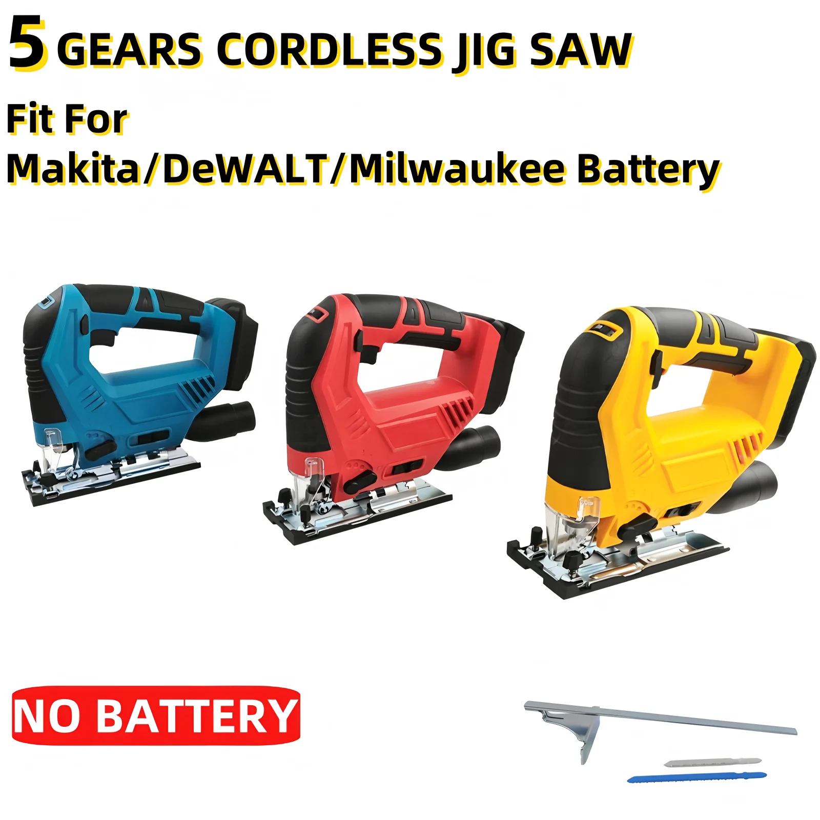 5 Gear Cordless Jig Saw Electric Jigsaw Portable Adjustable Multi-Function  Power Tools for Makita/DeWALT/Milwaukee 18V Battery