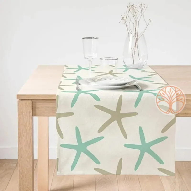 VIKAMA Beach Starfish Table Runner Decorative Navigation Theme Dining Table Decoration Home Decoration