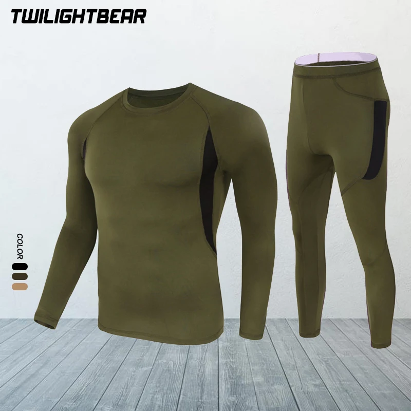 

Winter Men's Thermals Fleece Long Johns 4XL High Elastic Warm Breathable Outdoor Sports Camping Riding Thermal Underwear AF155