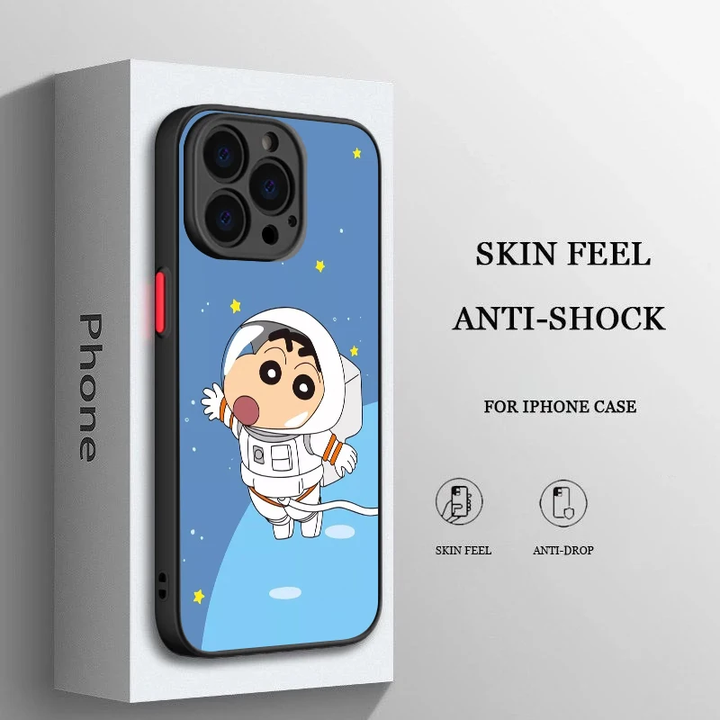 Cartoon Boy C-Crayon Shin chans For iPhone 15 14 13 12 Mini 11 XS Pro Max X XR 8 7 6 Plus Frosted Translucent Phone Case Cover