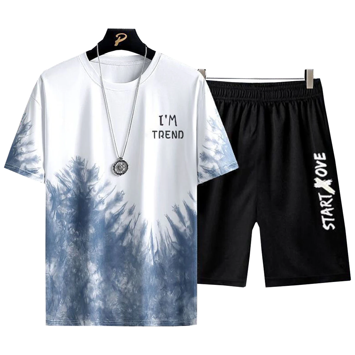 Men's Short Sleeved Shirt Casual Cropped Pants Letter Printed Pattern Spring Summer Sports Youth Student Couple Clothing