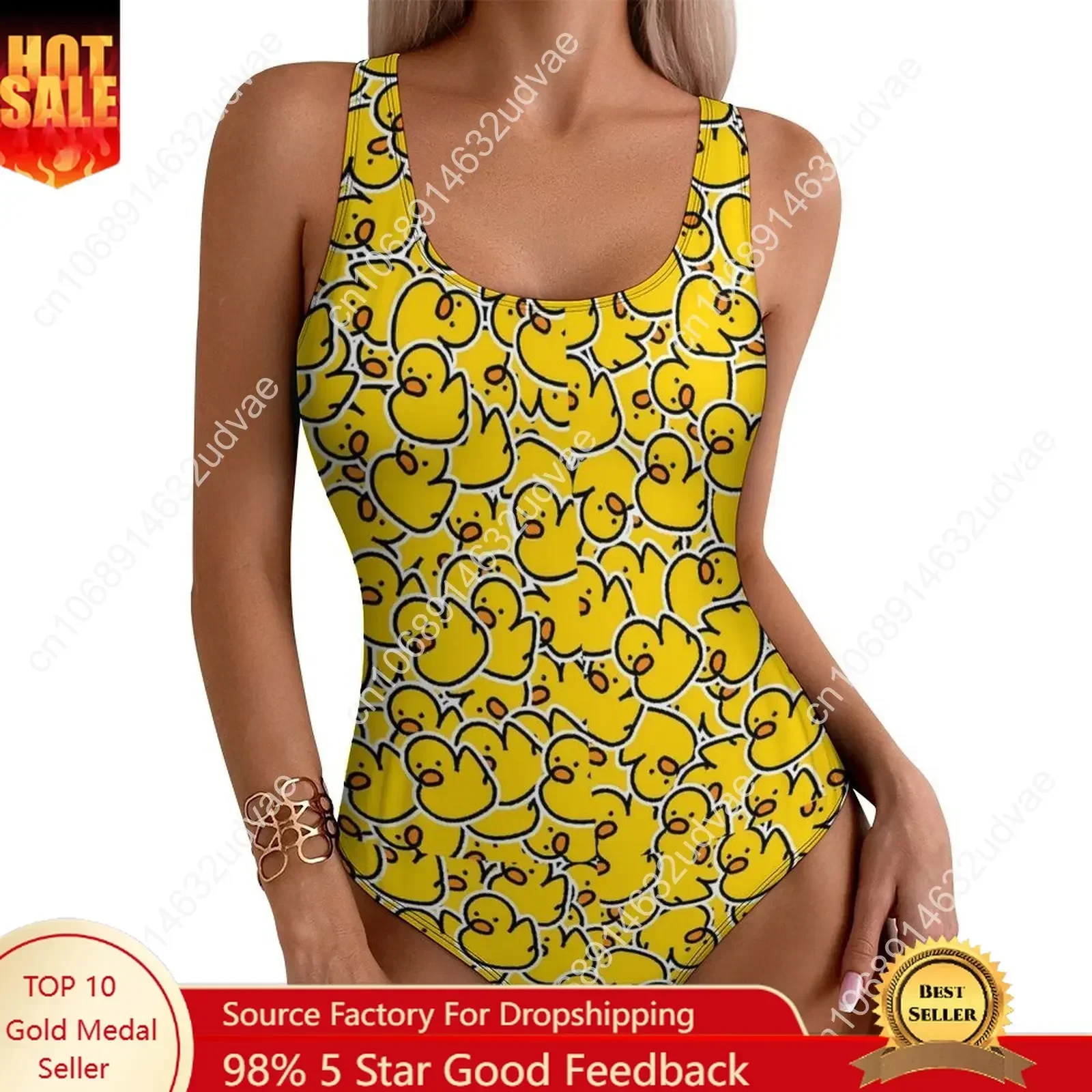 Bunch of Rubber Ducks Swimsuit Animal Push Up Swimwear One Piece Holiday Bathing Suit Bodysuit Sexy Design Beach Wear Plus Size