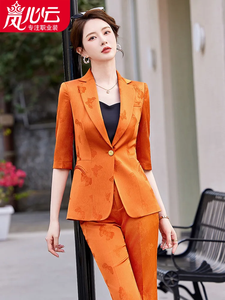 High-Grade Business Suit Tailored Suit Formal Clothes Women's Suit Pants Short-Sleeved Overalls Summer Dignified Goddess Fan Hig