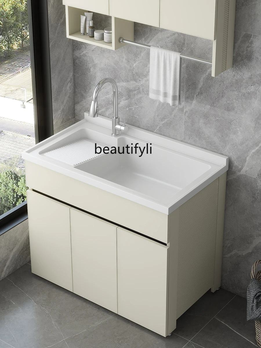 

Wash Wardrobe Integrated Combination Wash Basin Laundry Tub Large Quartz Stone Laundry Tub Inter-Platform Basin Integrated