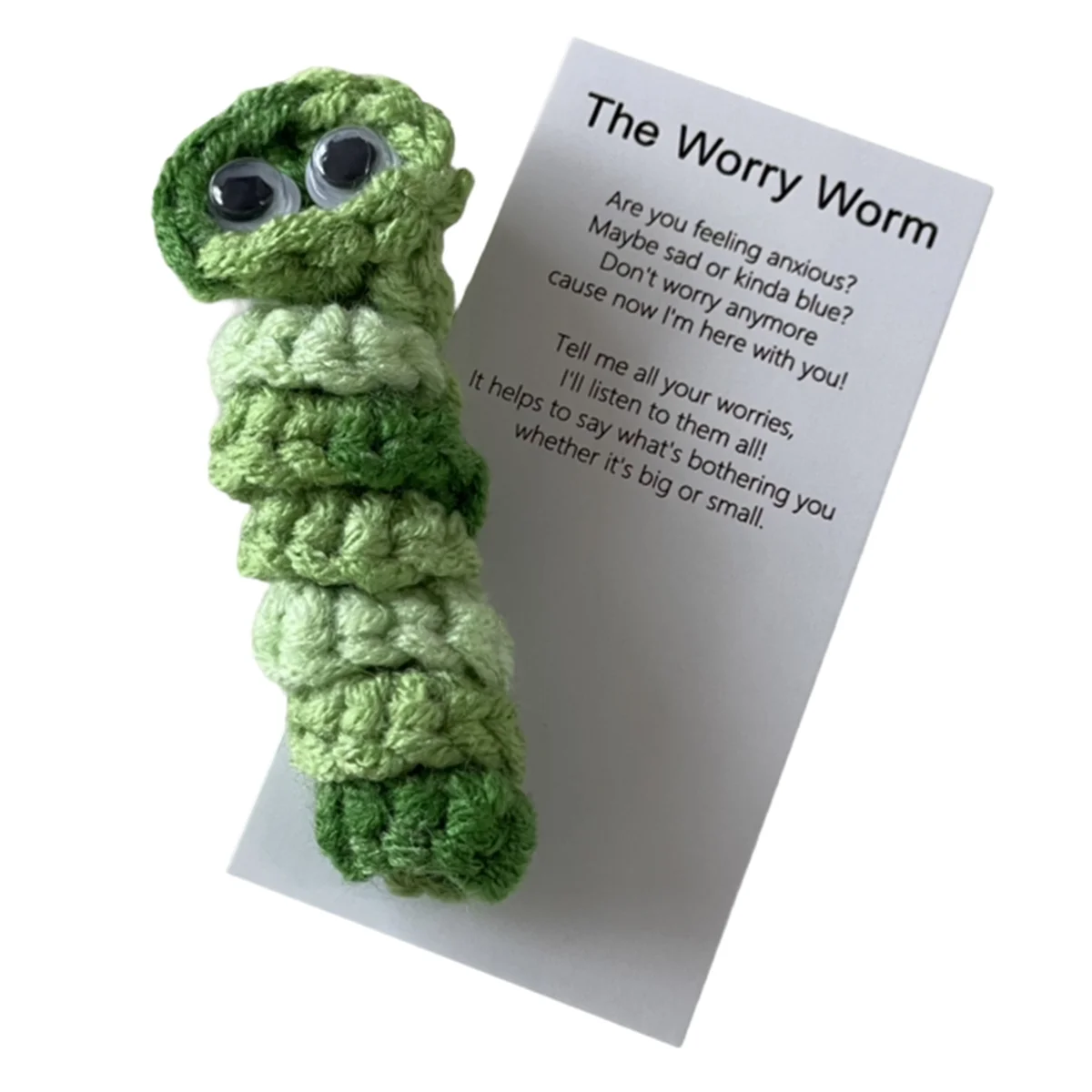 Handmade Emotional Support Worry Worm Gift, Crochet Worry Worm Inspirational Cares for You, Cute Knitted Gift B