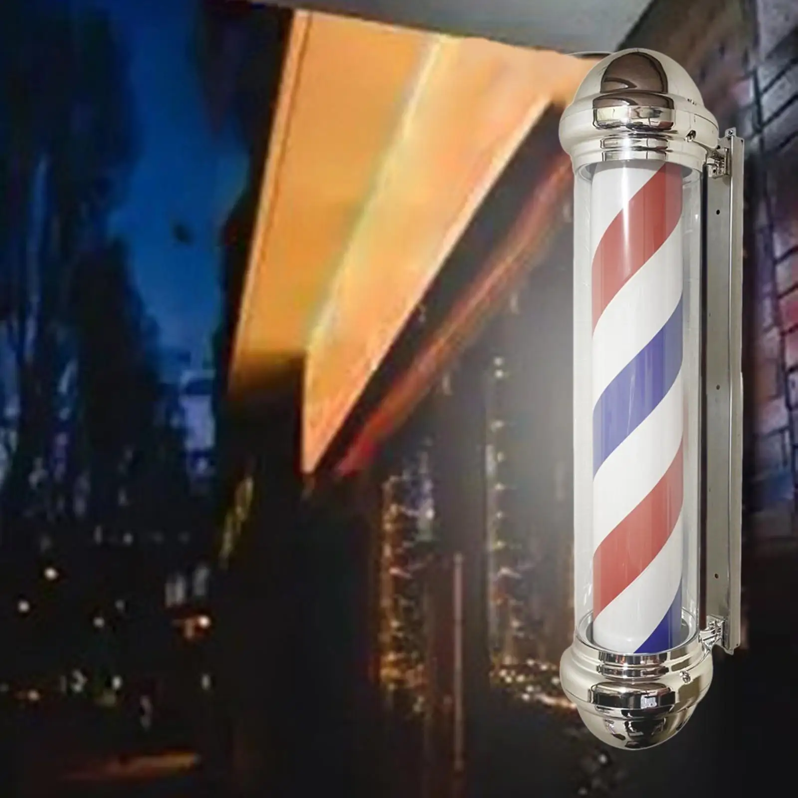 

Barber Pole Light Stripes Rotating Hair Salon Shop Sign Light Waterproof Wall Hanging Night Lights LED Lamp for Entrance Street