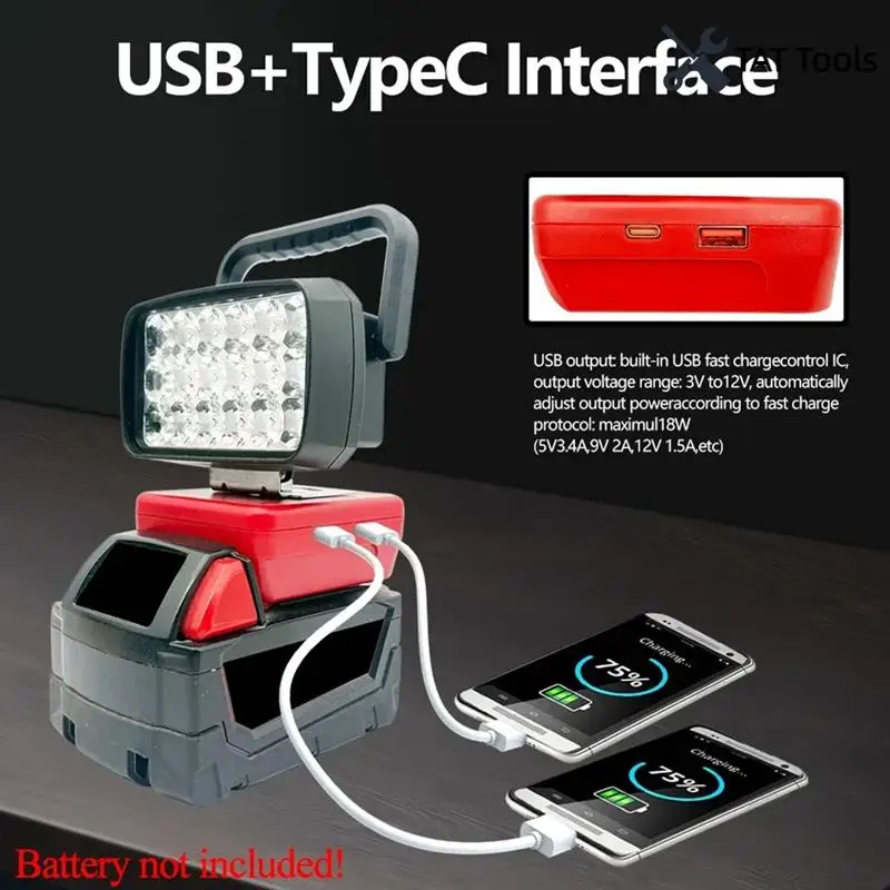 

18 Beads LED Working Light For 18V Li- Battery Camp Emergency Light