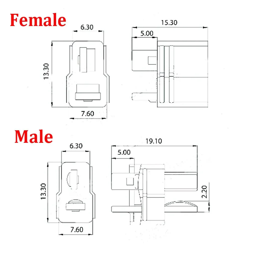 20 connettori T maschio e femmina stile connettori Deans per pezzi di ricambio batteria RC LiPo