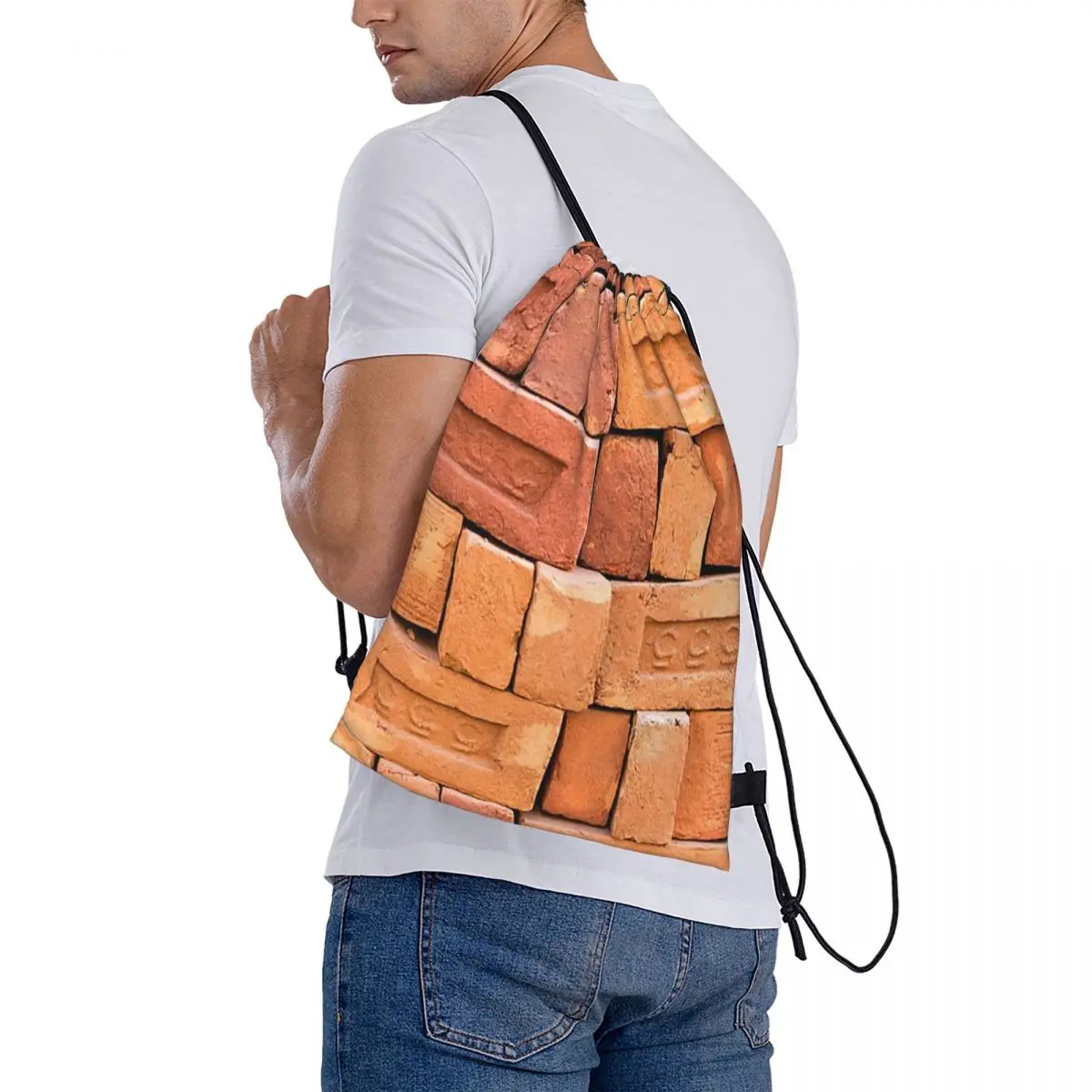Bricks Backpacks Portable Drawstring Bags Shoes Bag Book Bags for Man Woman Students