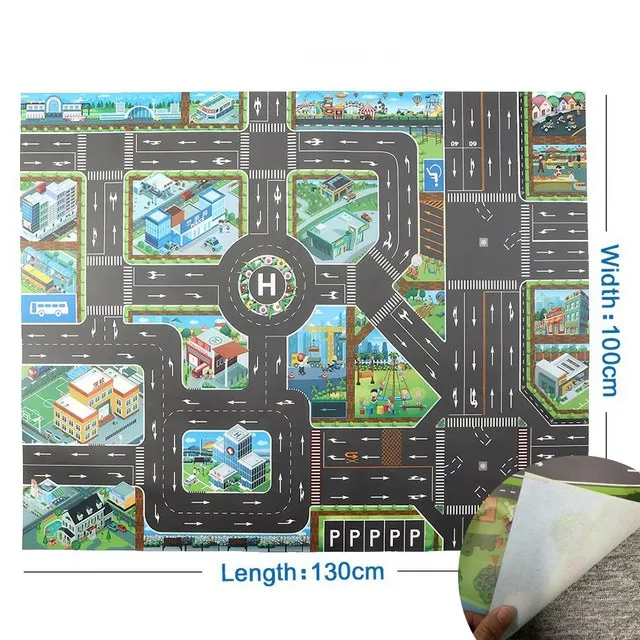 City Traffic Play Mat Lot para crianças, tráfego urbano grande, DIY Road Sign, brinquedos de animais para meninos e meninas, 130 x 100C