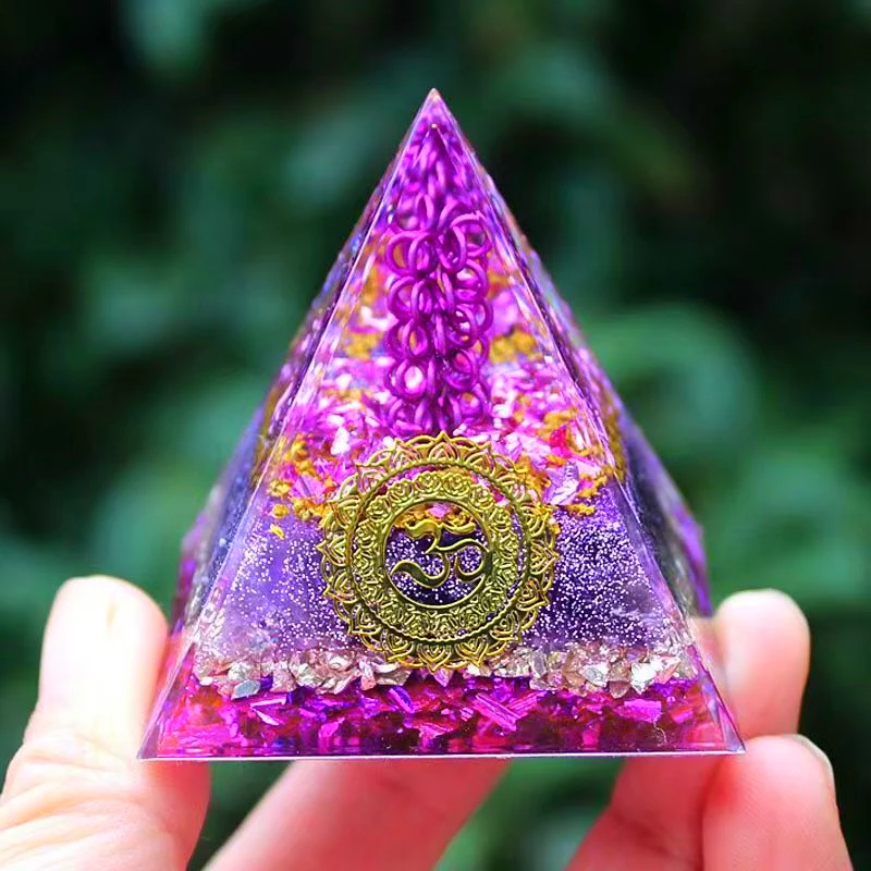 

Crystals Stone Orgone Pyramid Energy Generator Natural Amethyst Peridot Reiki Chakra Meditation Tool Room Decor Christmas Gifts