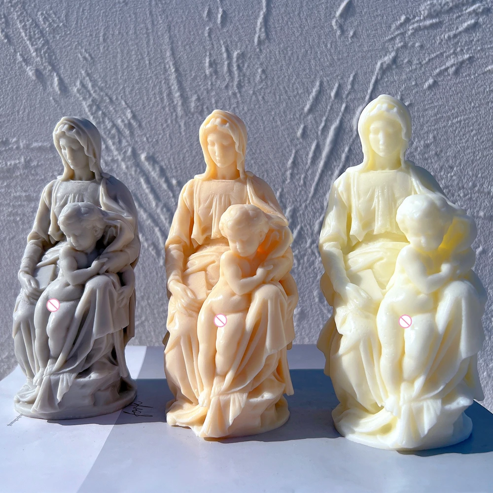 Michelangelo Madonna of Bruges Statue Candle Mold Greek Roman Classic Figure Bust Silicone Molds Woman Sculpture Wax Tool