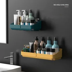 Self Adhesive Bathroom Shelf Kitchen Storage Organizer Plastic Shampoo Rack Shower Shelf Bathroom Accessories No Drill Shelf