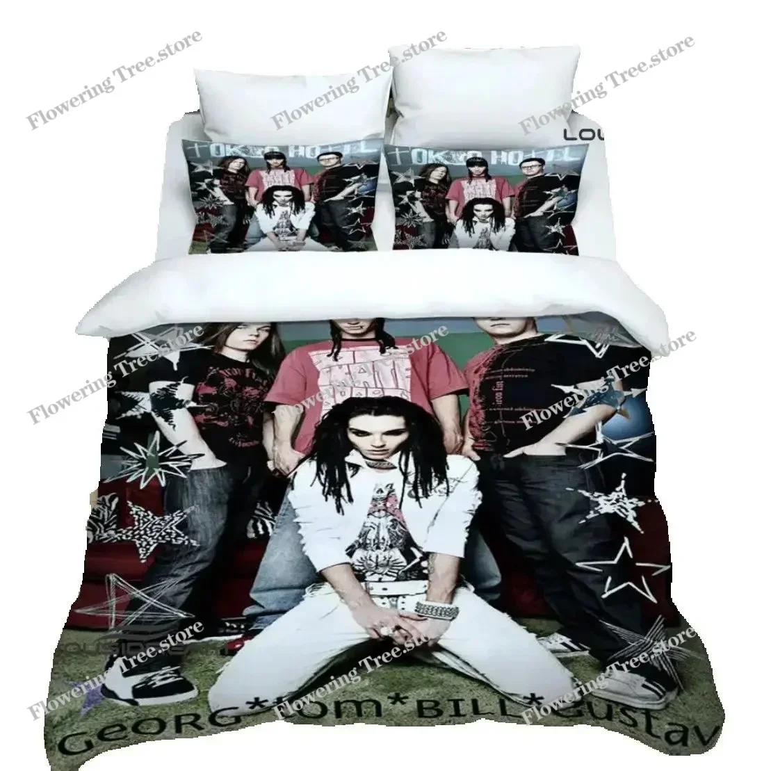 

Комплект постельного белья с принтом группы Tokio Hotel: пододеяльник, наволочки, простыня для детской кровати, декор для спальни