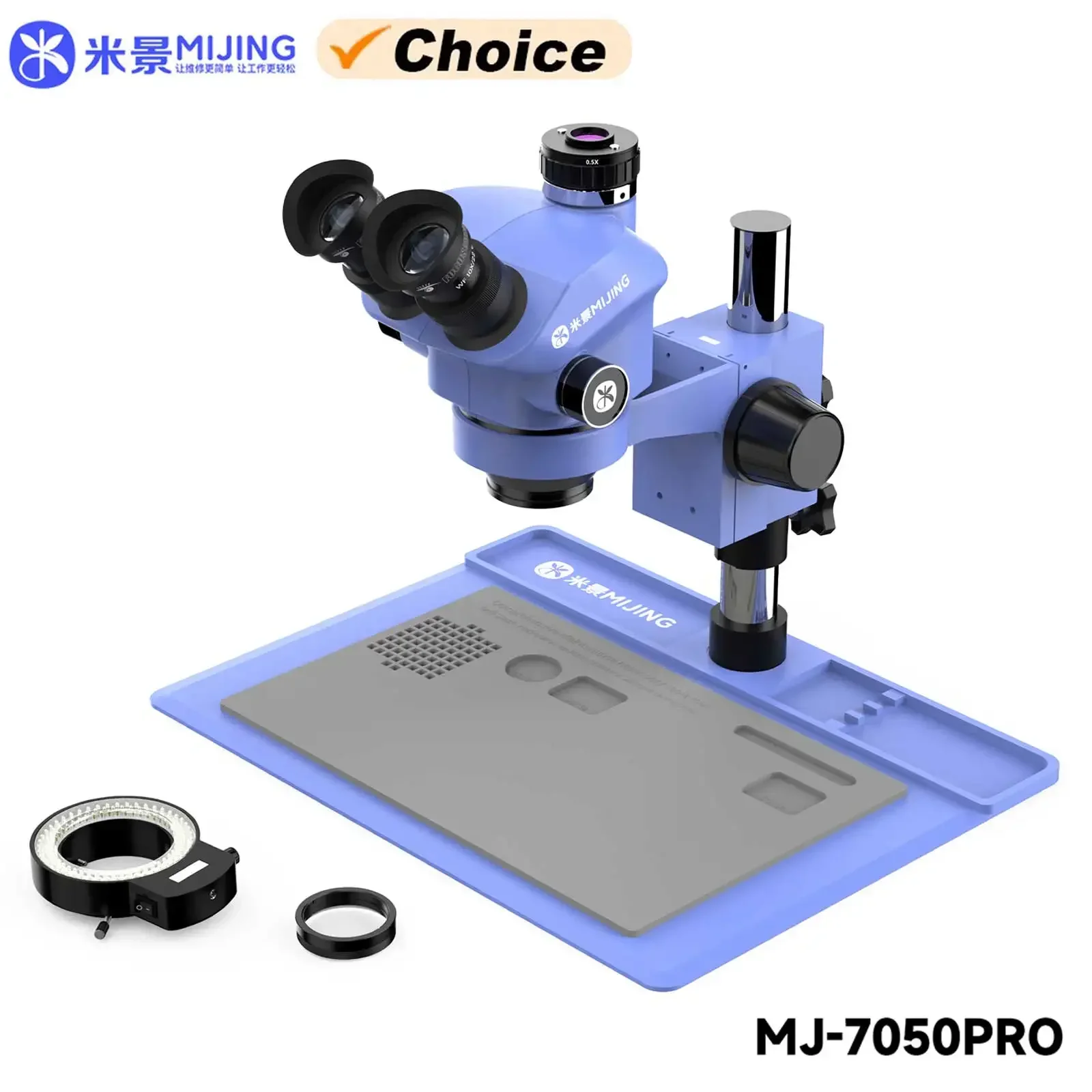 Mijing MJ-7050PRO Adjustable Universal Trinocular Microscope 7-50X With Silicone Pad Zoom Stereo Microscope For PCB Repair tools