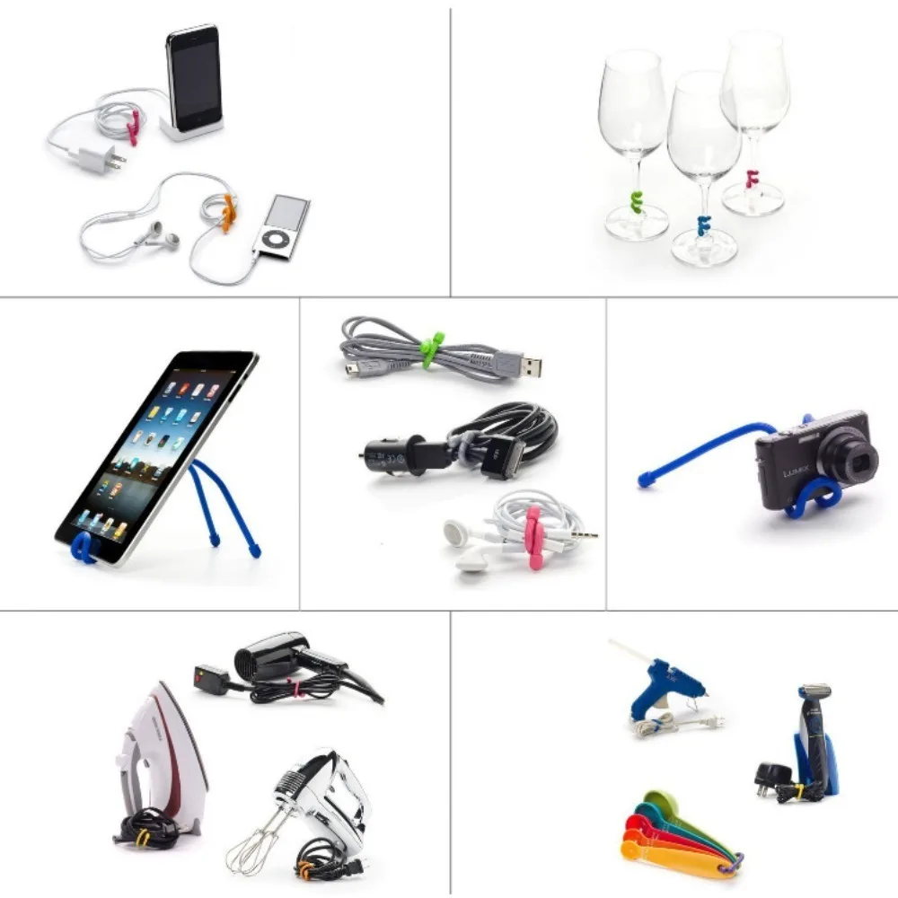 3/6/12in Bendable Rubber Cable Ties Reusable Silicone Wire Organizer Multifunction Charging Data Cord Earphone Line Cable Winder