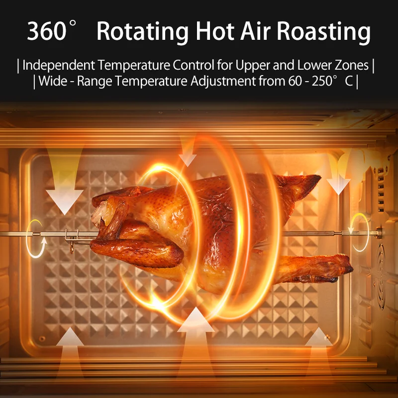SUNATUR 2200w hot air circulation oven small commercial baking pizza toaster oven 60L Electric table oven household pastry oven view 3