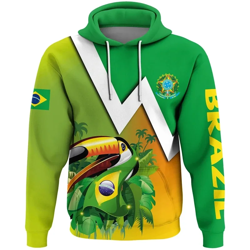 Brazil Flag Map Graphic Sweatshirts Brazilian National Emblem Hoodies For Men Clothes Casual Male Hoody Sport Boy Pullovers Tops