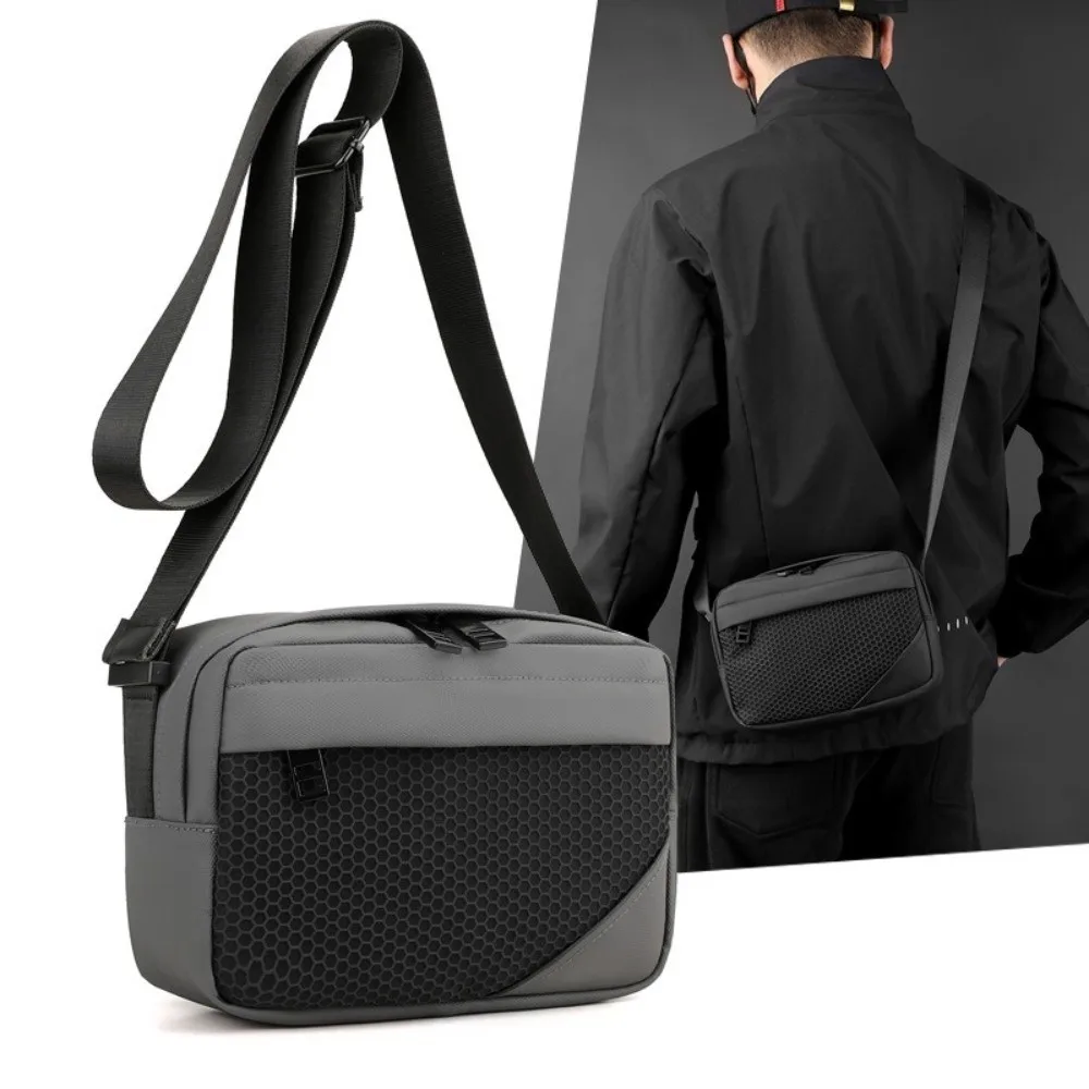 

Portable Zipper Men Crossbody Bag Square Korean Style Sports Shoulder Bag Large Capacity Solid color Oxford Crossbody Bag Travel