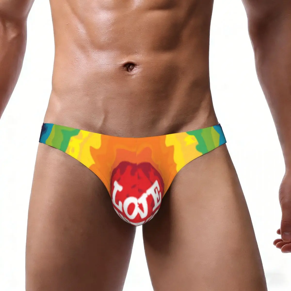 Men's Briefs Sexy Underpants Love Wins Rainbow Illustration Bikini Underwear Men Panties
