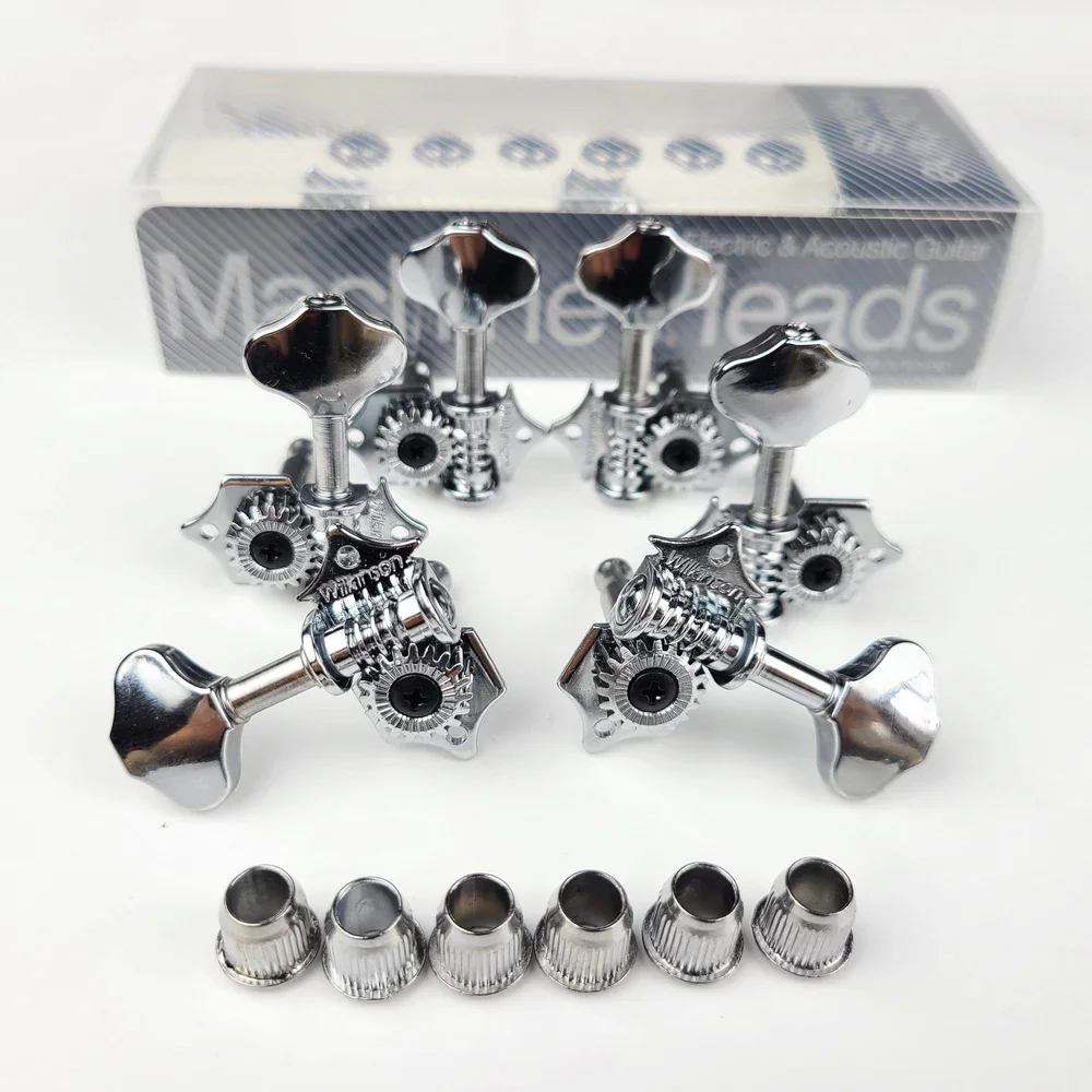 

WILKINSON WJ-28N 3R3L Vintage Chrome Silver Open Butterbean Guitar Tuners Machine Head Parts 19:1 Gear Ratio