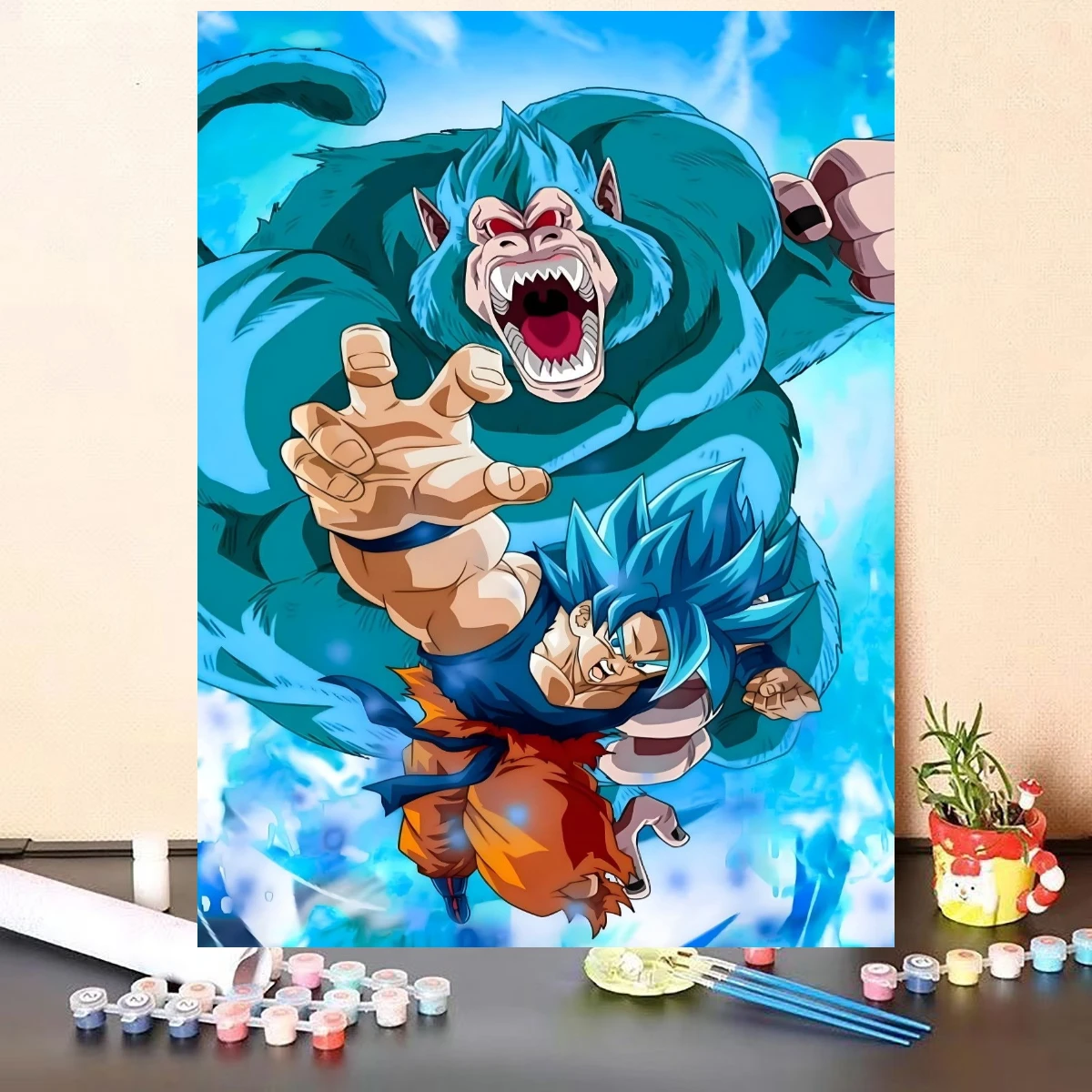 Dragon Ball Goku Super Blue And Giant Ape Oil Painting By Numbers Wall Decor for Living Room Bedroom Gift No Frame