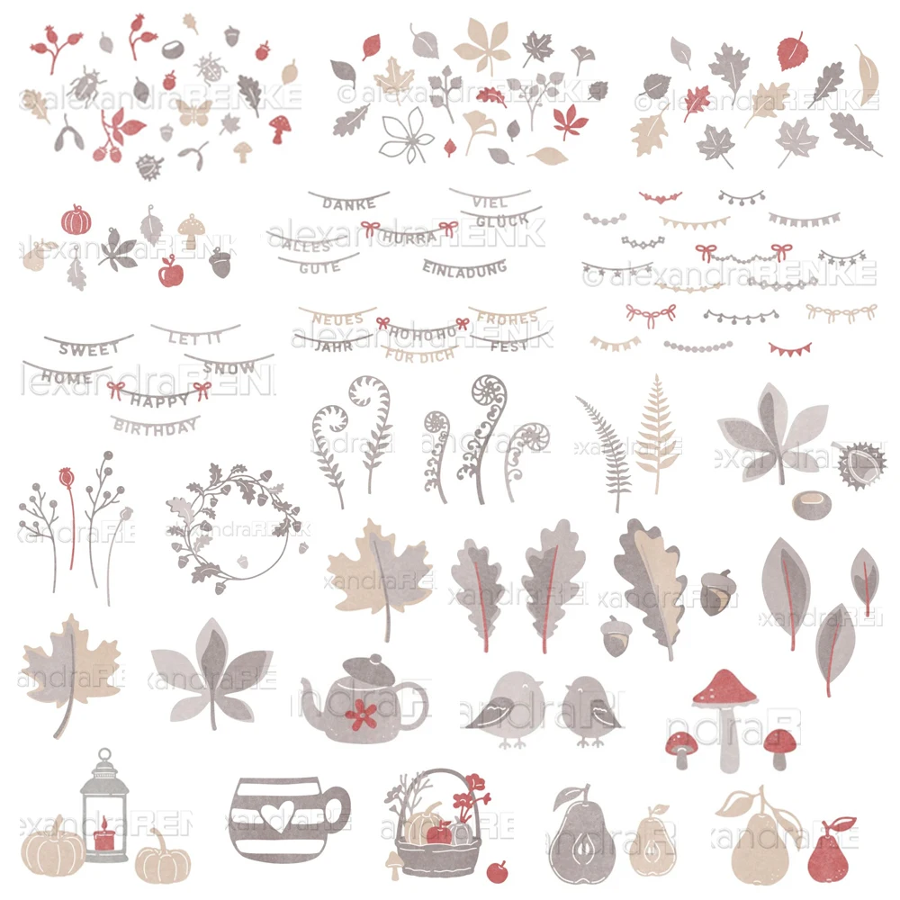 Piggy Craft metal cutting dies cut die mold Maple leaf pumpkin chain Scrapbook paper craft knife mold blade punch stencils dies
