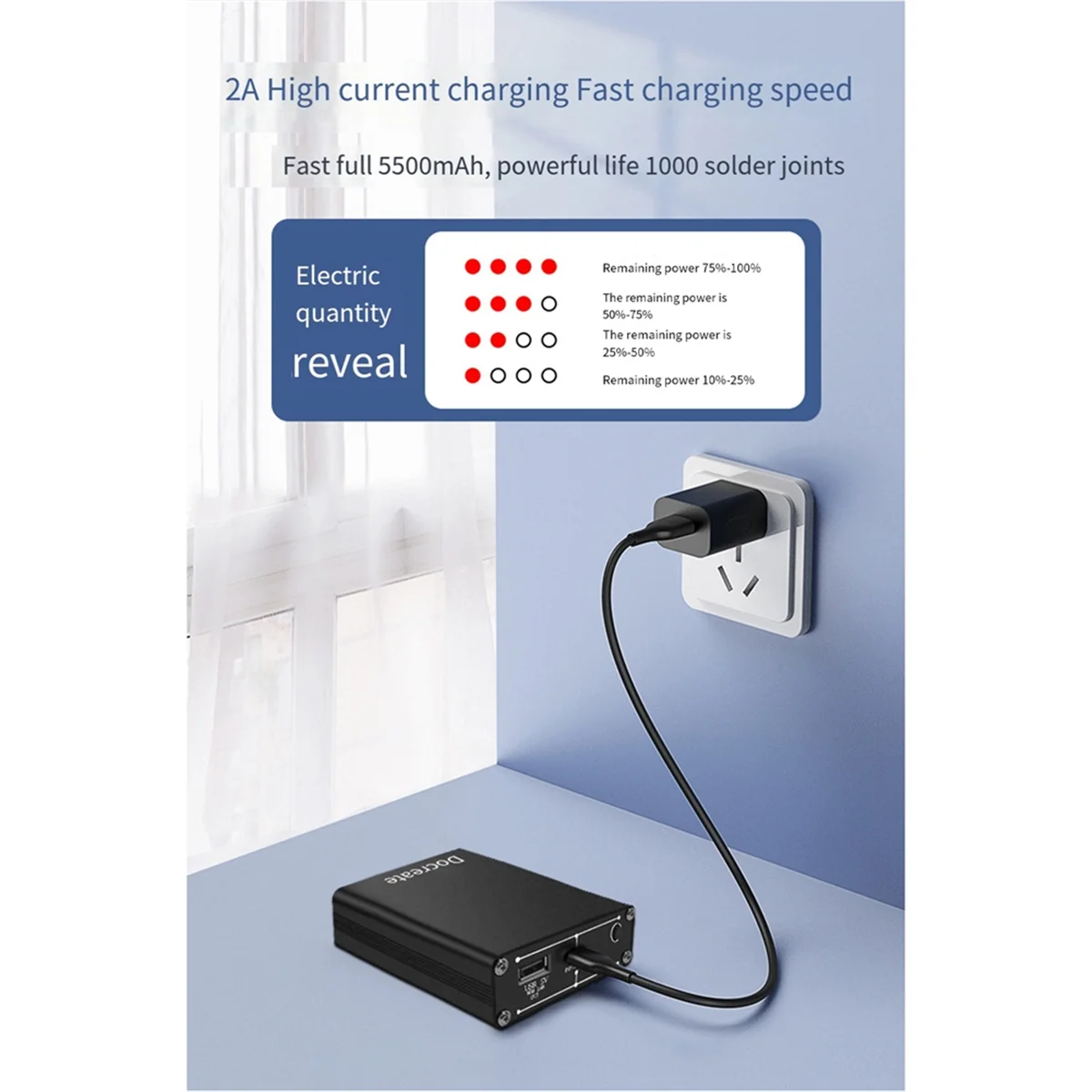 

2025-3C DH20 Аппарат для точечной сварки Портативный ручной 9-ступенчатый аппарат для точечной сварки 5 В MAX2.4A Power Bank 18650 Литиевая батарея Никелевый лист