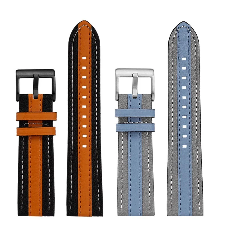 Correa de reloj de piel de vaca para Swatch Blancpain biocerámica Scuba Fifty Fathoms 22mm gris azul verde naranja unisex correa de reloj con código de color