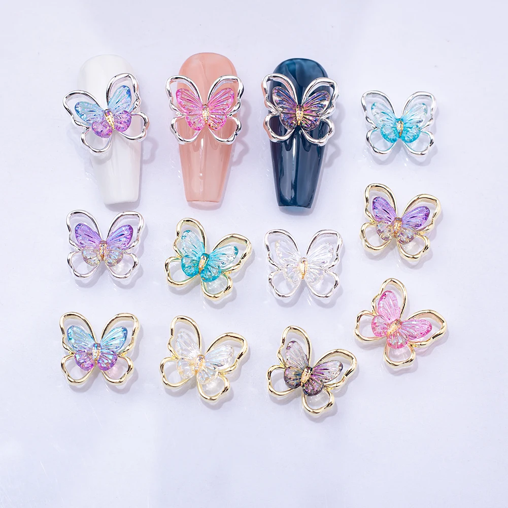 10pcs 3D Butterflies Nail Decoration Nail Jewellery Sparkly Butterfly Nail Art Craft DIY Nail Accessories Manicure Makeup