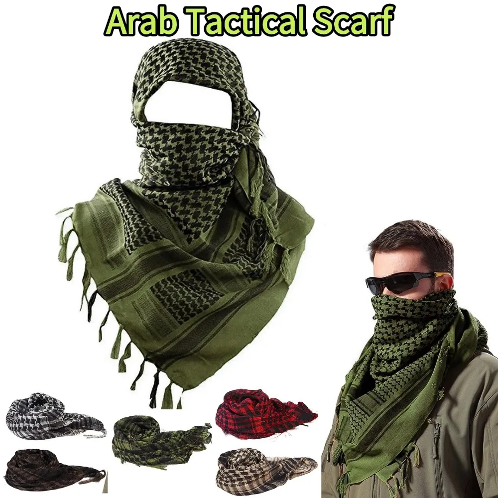 Pañuelo táctico árabe militar Shemagh Keffiyeh, a prueba de viento, de algodón, con diseño a cuadros del ejército, para deportes al aire libre.