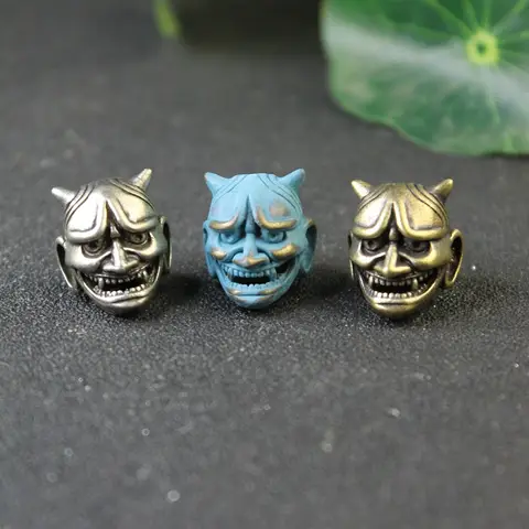 황동 일본 Prajna 해골 머리 칼 비즈 파라코드 매는 밧줄 참, DIY 유령 Hannya 마스크 우산 로프 팔찌 액세서리