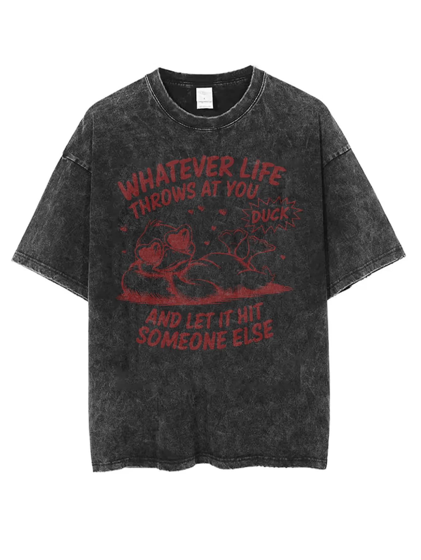 

Черная стираная футболка с круглым вырезом Whatever Life Throws At You, удобная свободная посадка, идеально подходит для мужчин и женщин на зиму, Рождество
