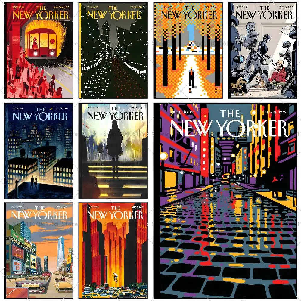 The-New-Yorker Magazine Poster Self-adhesive Art Waterproof Paper Sticker Coffee House Bar Room Wall Decor