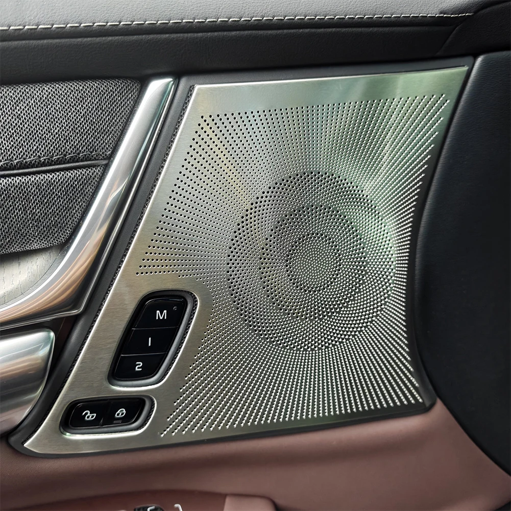 4Pcs Car Door Speaker Cover Trim Stainless Steel For Volvo For S90 2017-2026 Silver Titanium Black Titanium Interior Styling Kit