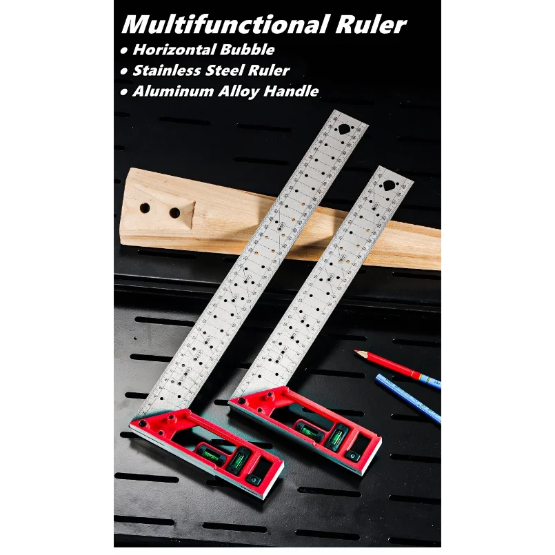 

Right Angle Ruler 45/90 Degree Positioning Hole Angle Ruler Industrial Grade Positioning Marking Angle Ruler Woodworking Tool