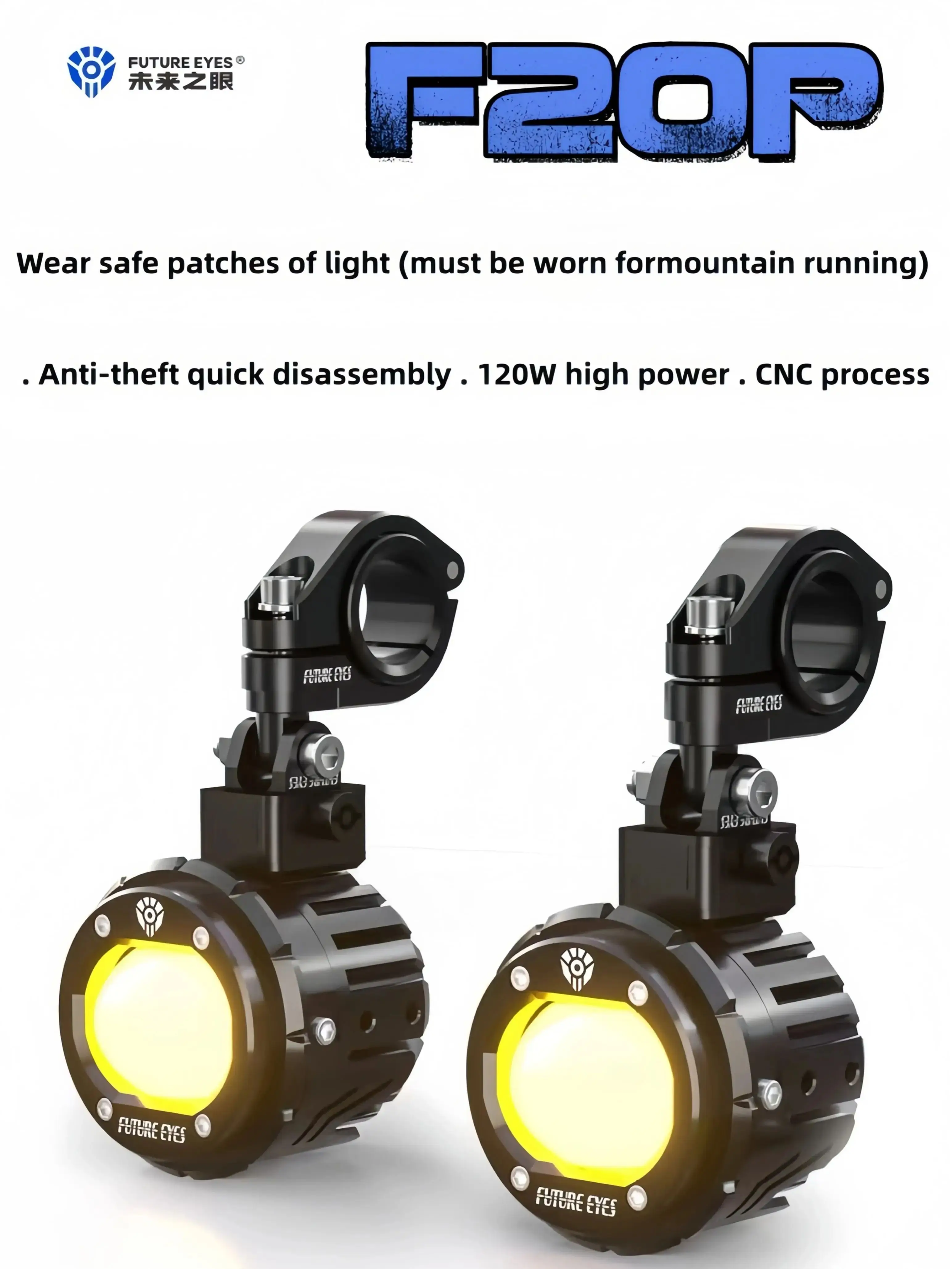 FUTURE EYES F20P Motorfiets Koplamp LED Spotlight Mistlampen Bedrade Schakelaar Ultra Helder Extra Rijverlichting Knipperlichten - afbeelding 2