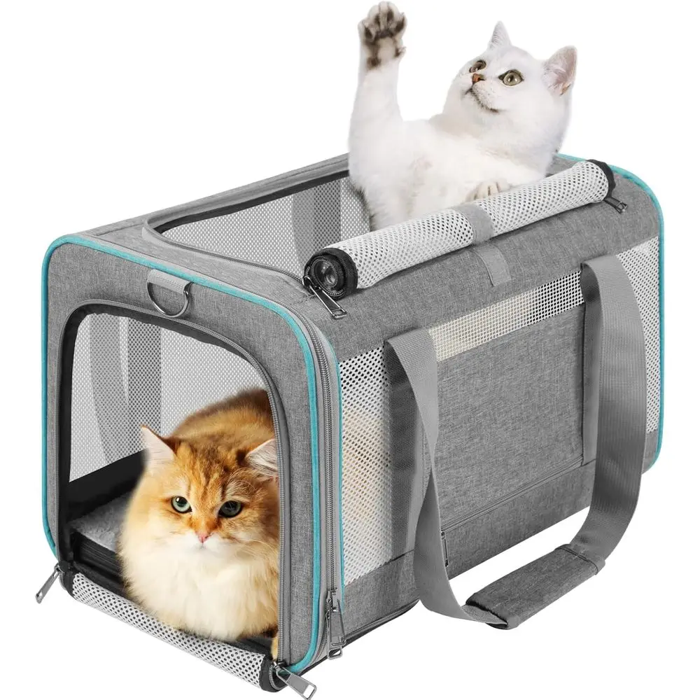 

Large Cats 20 lbs+ and Small Dogs Top Load Collapsible Carriers for Long Trips