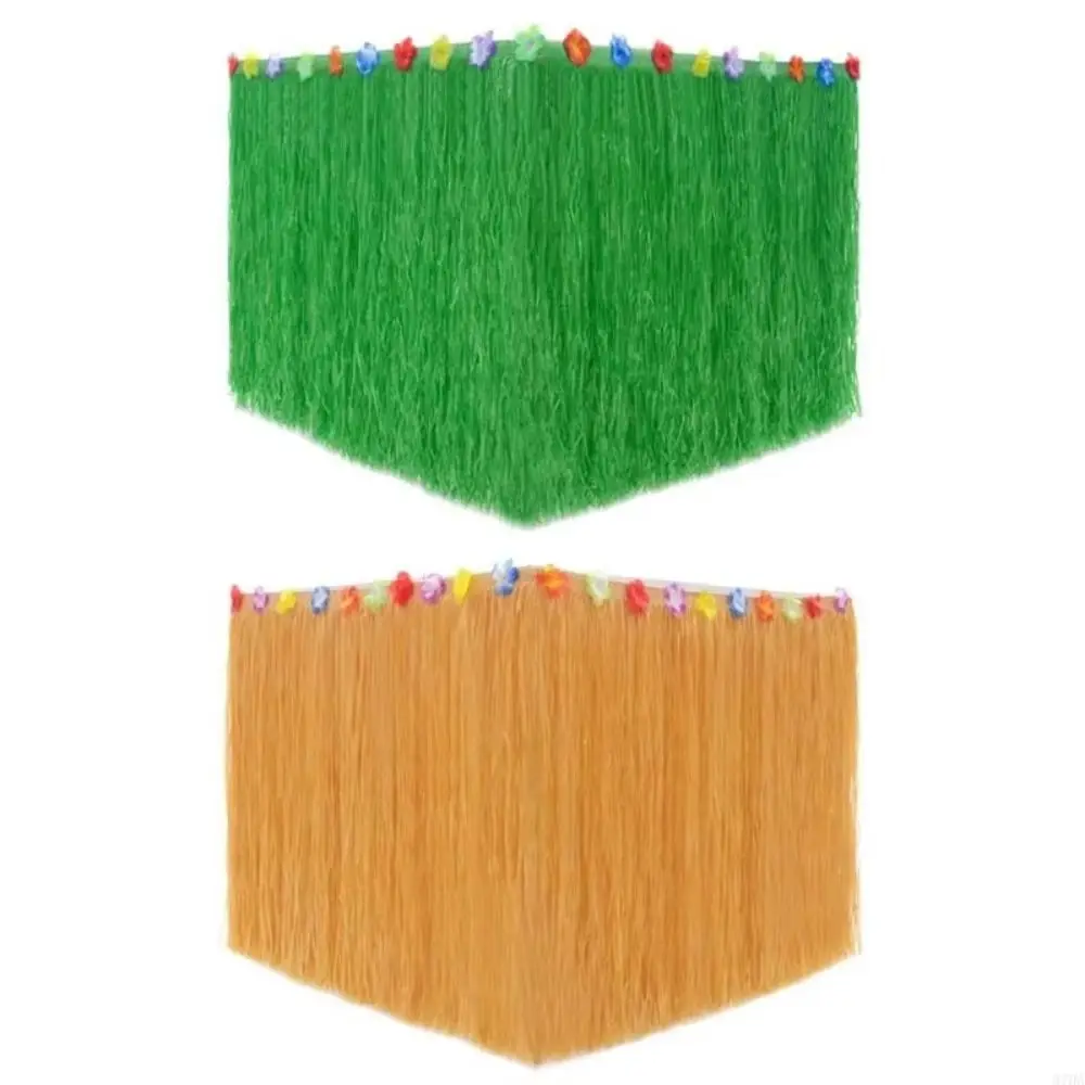 Straw Color Grass Tablecloth Lightweight Multi-functional Straw Table Skirt Flower Design Party Decoration