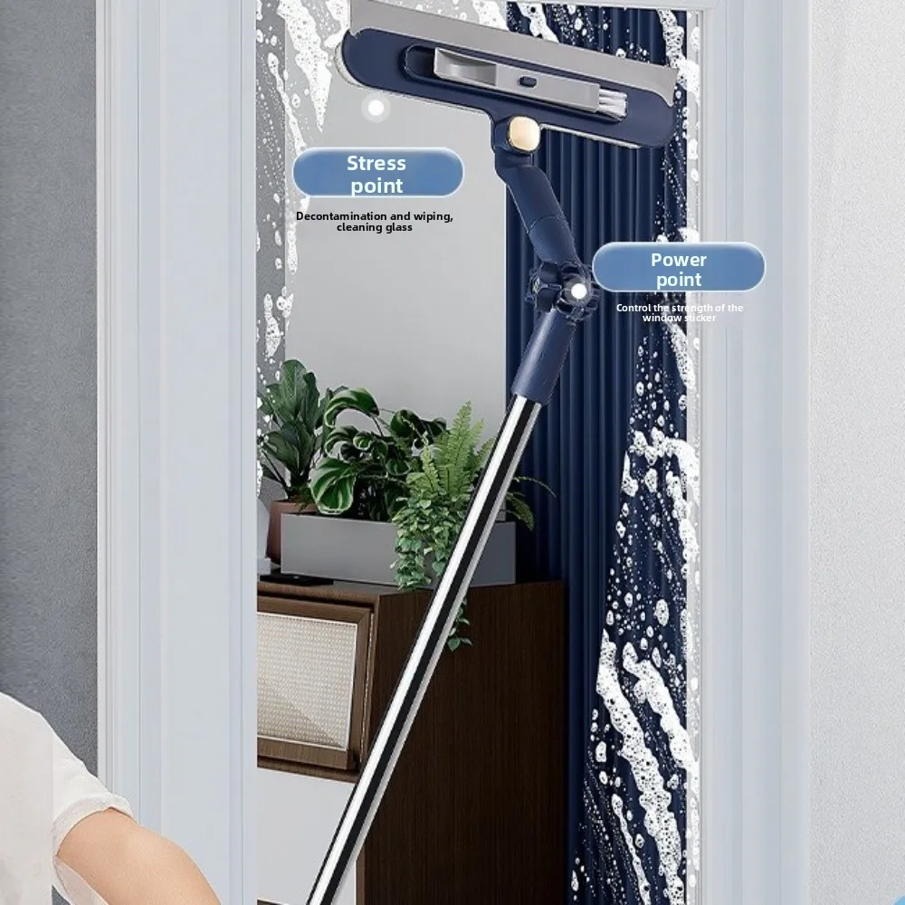 Portable Adjustable Glass Cleaning Artifact Labor-saving Design Efficient Scalable Cleaner Plastic Broom Wiper Glass Maintenance