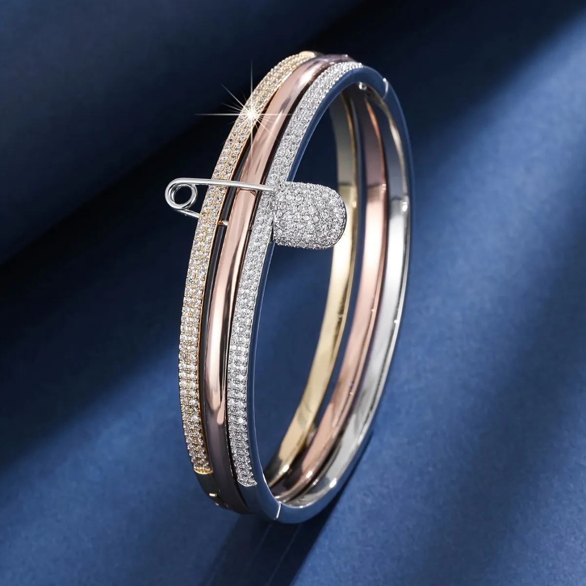 1 Piece Of Elegant Luxury Multi-Layered Adjustable Colorful Safety Fashion Pin Bracelet For Women