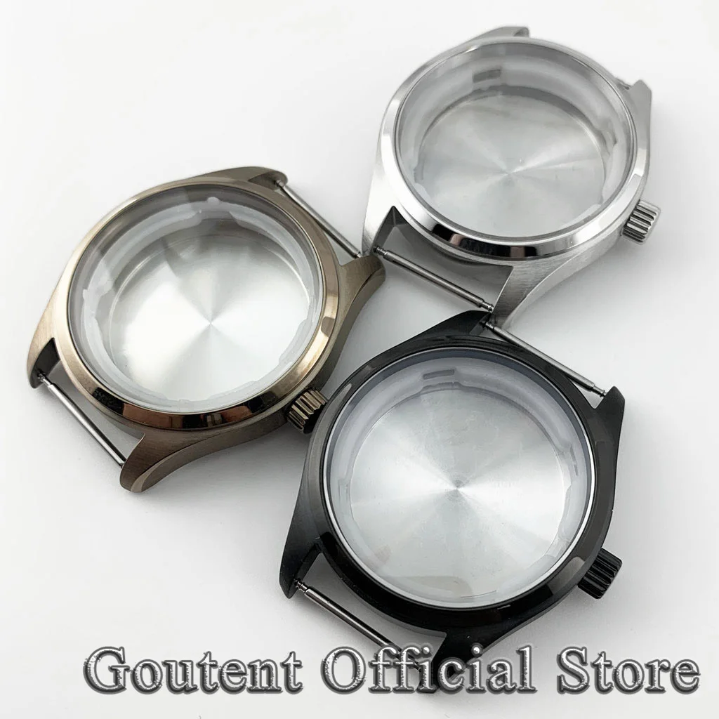 Goutent 40mm Sapphire Crystal Silver Black Bronze Watch Case Brushed Fit NH35 NH36 ETA 2824 PT5000 ST2130 Movement