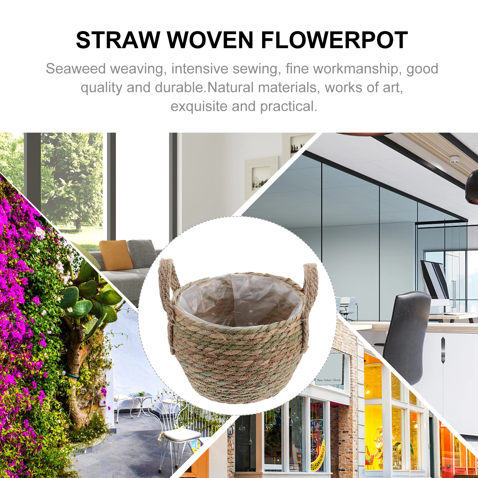 

Outdoor Straw Flower Pot Woman Indoor Plants Planting Premium Seaweed Wicker Weave Basket