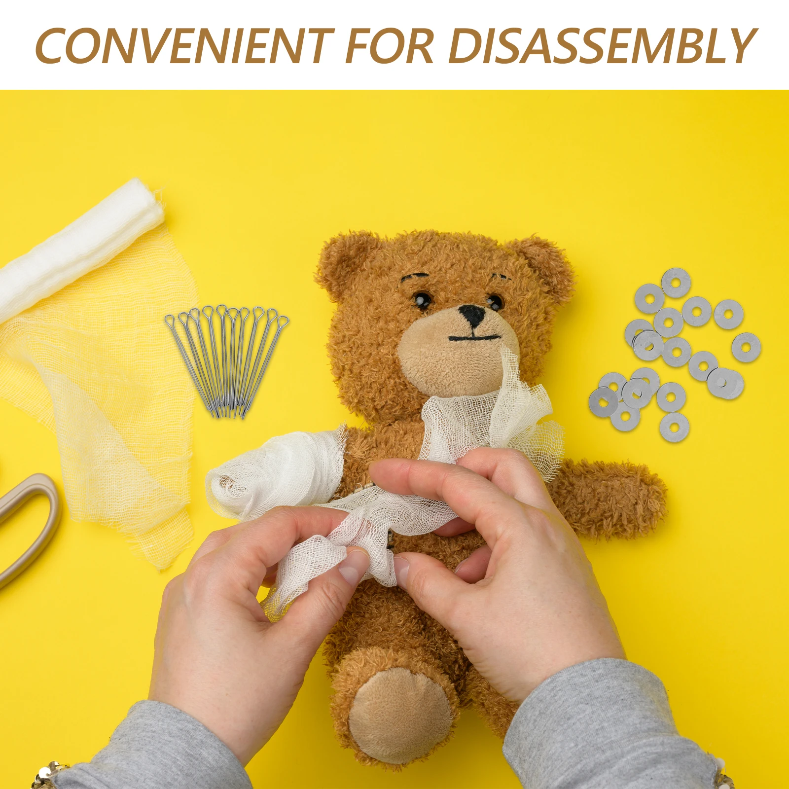 

10Sets Acrylic Bear Joint Accessories Flexible White Plastic Connectors for Movable Joints DIY Crafting Stuffed Animals