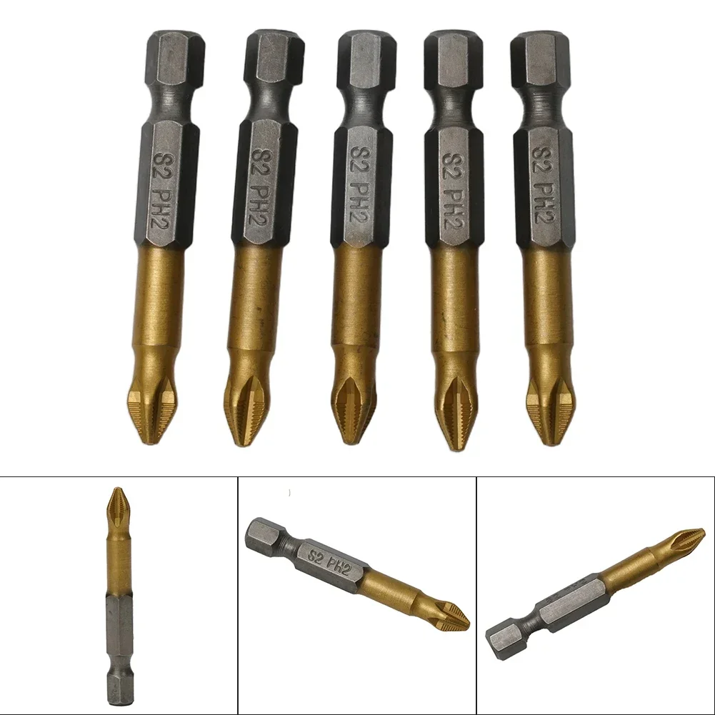 Bits Set For Electric Screwdriver Impact Anti Non-slip Magnetic Cross Tip PH1/PH2/PH3/PZ1/PZ2/PZ3 50mm Professional Hand Tools