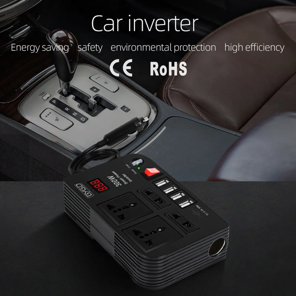 

300W Car Inverter DC 12V to 220V Power Converter 4 USB Ports Socket Adapters Automobiles Inverters Parts Accessories